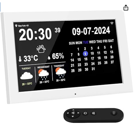 10.1 Inch WiFi Smart Electronic Digital Desk Office Calendar with Memo Reminder Settings, Weather & Temperature & Humidity Display