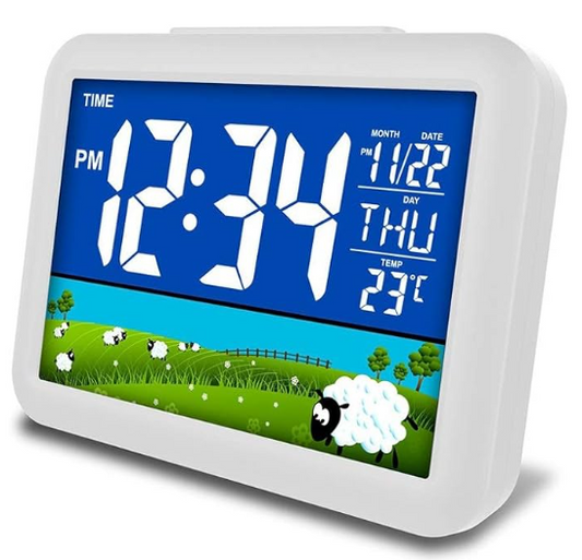 Alarm Clock Voice Control LED Digital Alarm Clock USB Charging LCD Desk Display